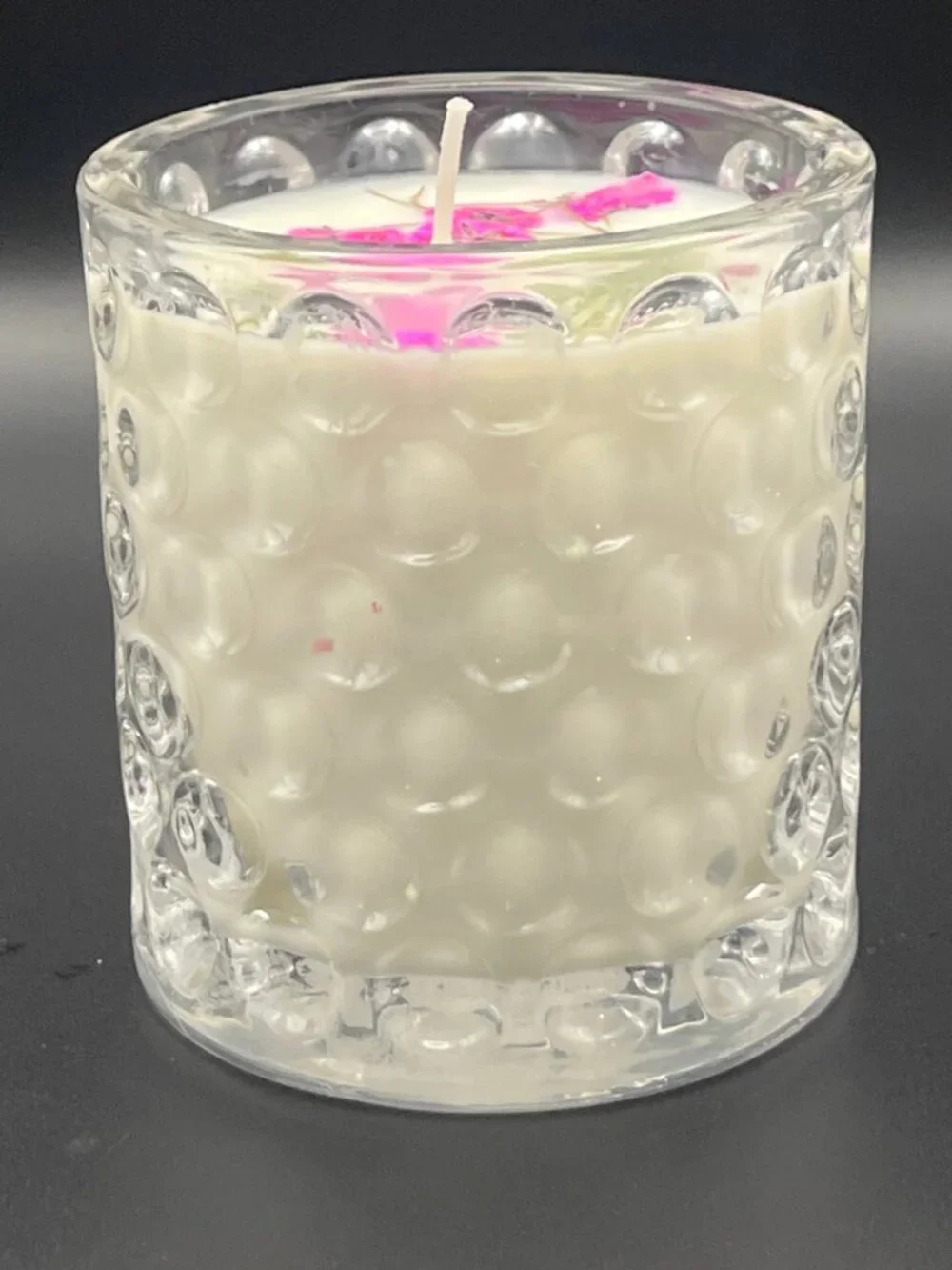 Pink Posy Clear Bubble Glass Votive Candle
